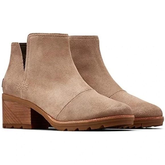 Sorel Cate Suede Cut-Out Chelsea Boot NL3384-240 Sz 8 Tan Bootie Fall Winter - Picture 1 of 16